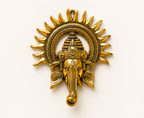 Golden Ganesha Wall Hanging with Sun Halo