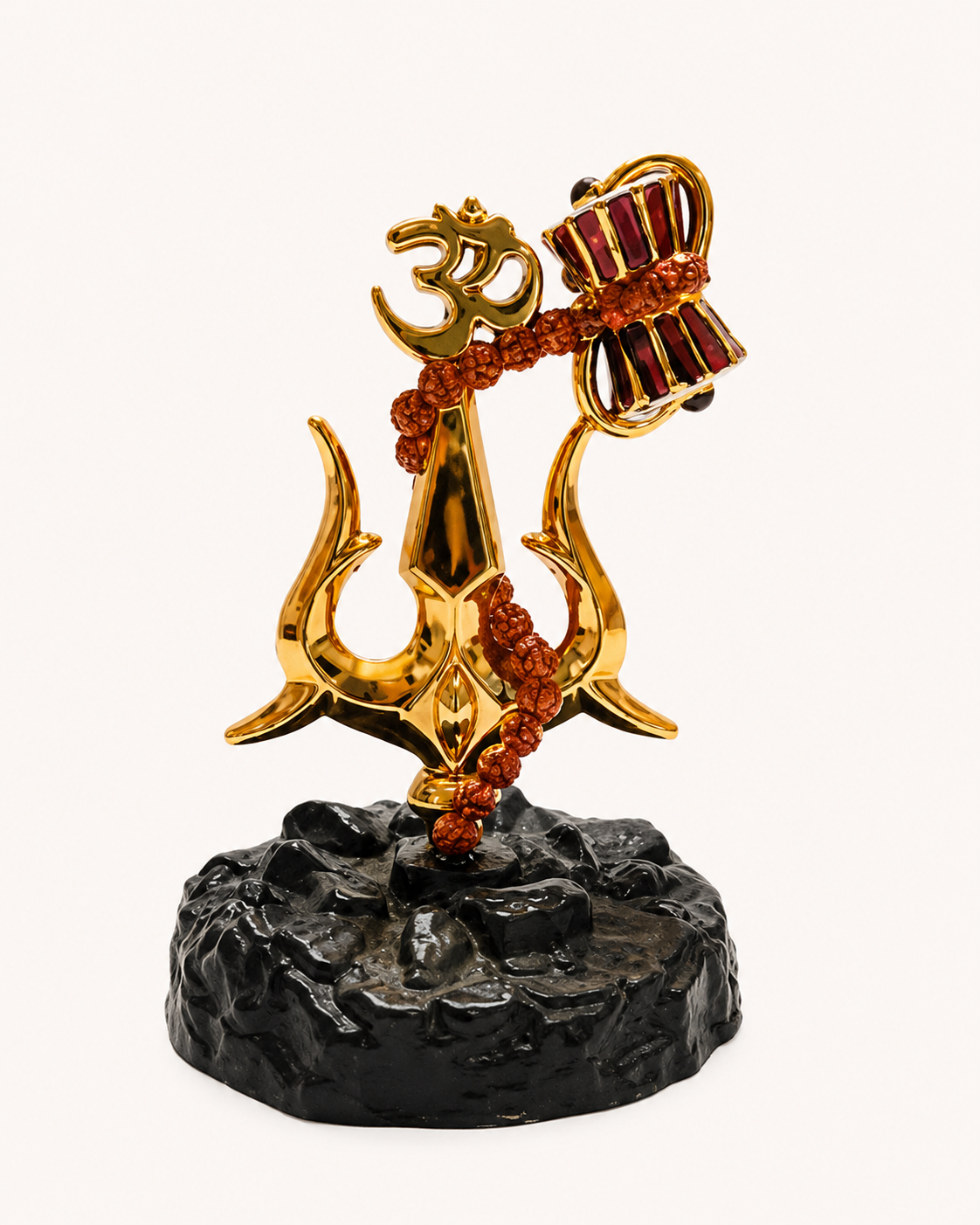Golden Trishul Idol with Damru for Car Dashboard | home decor