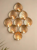 Rustic Leaf Glow: Handcrafted Iron Tealight Holder Wall Decor