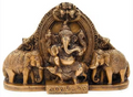 Metal wall hanging ganesh  sitting on mushak with elephant pair decorative showpiece