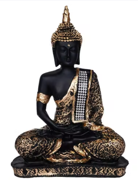 Premium Black & Gold Buddha Statue for Home Decor | Meditating Buddha Idol