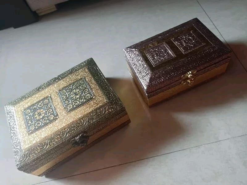 Handicraft Jewellery Box, Wedding Gift Box, Meenakari Wooden Box, Vanity Box. Jewellery, Bangle, Earrings, Necklace Vanity Box- Pack Of 2
