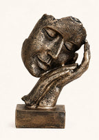 Golden Resin Human Face Statue Sleeping on Hands Decorative Showpiece for Home Decor Living Room Bedroom