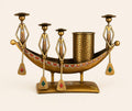 Kerala Boat Shaped Metal Showpiece with Pen Stand | Traditional Indian Decor | Ethnic Desk Organizer | Antique Boat Design Table Accent