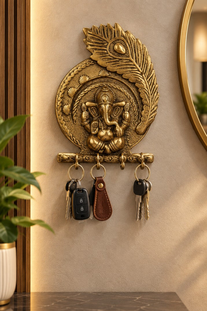 Divine Ganesha Mayur Pankh Key Stand for Home Decor