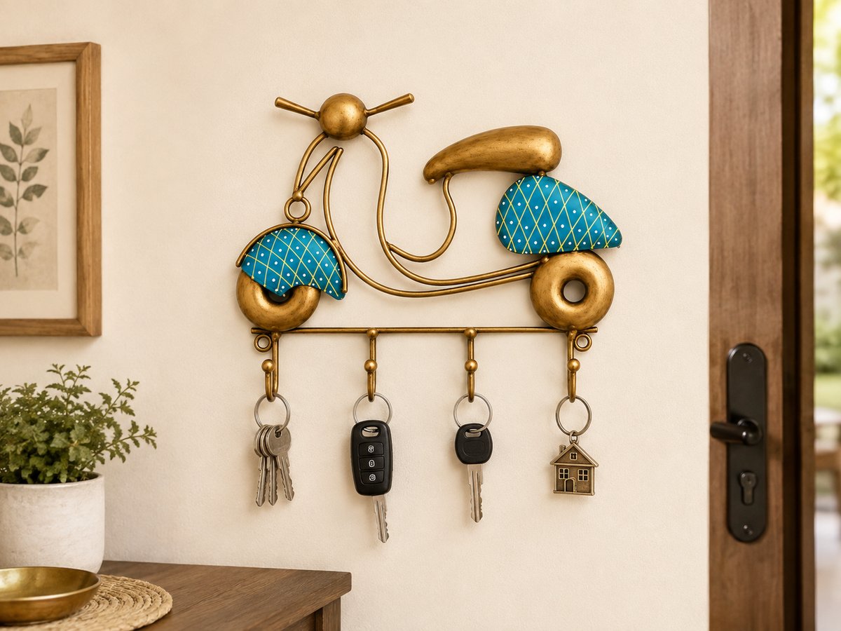Metal Scooter Key Holder – Decorative Wall Hanging & Home Décor Showpiece