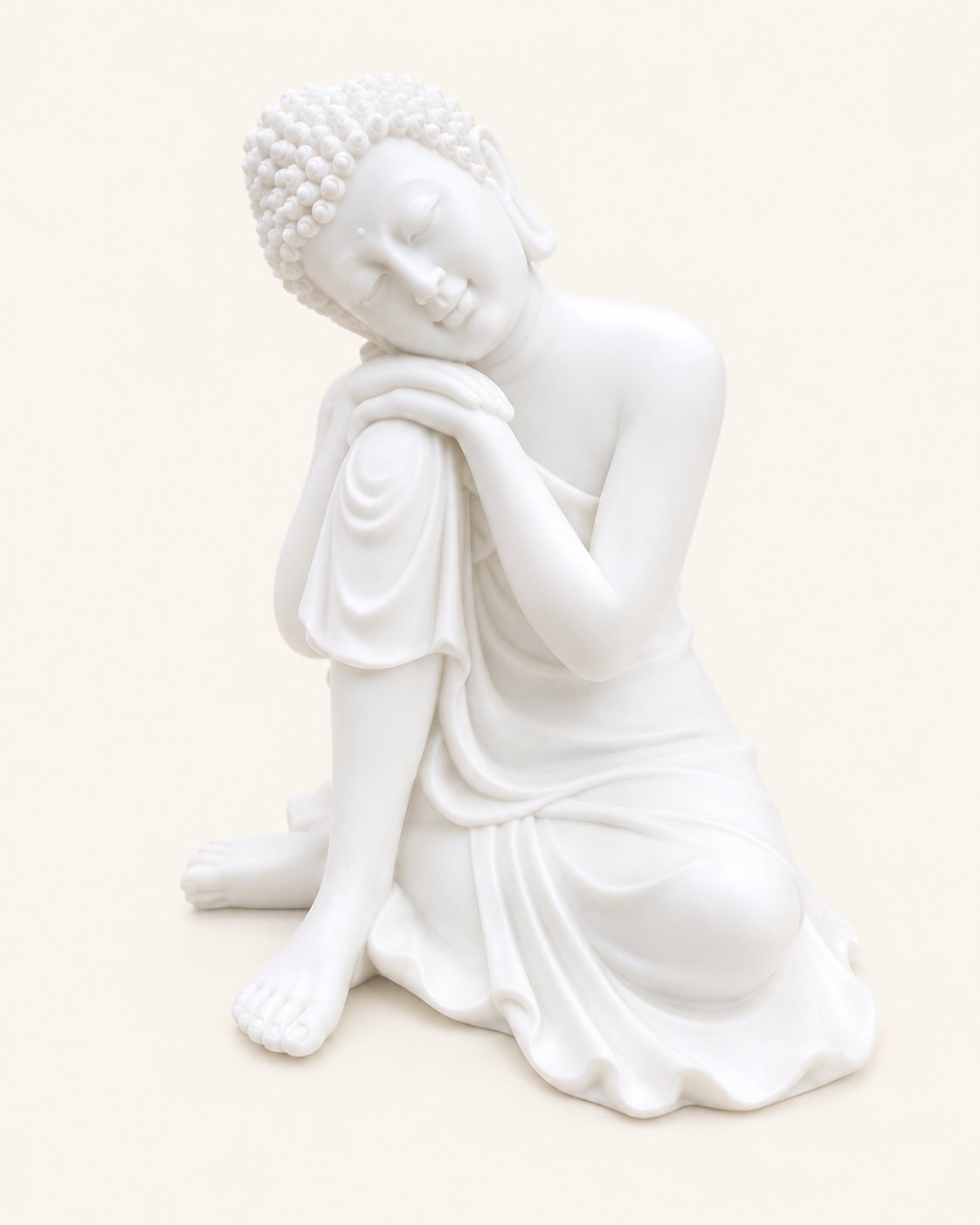 Thinking Buddha White For Home Decor